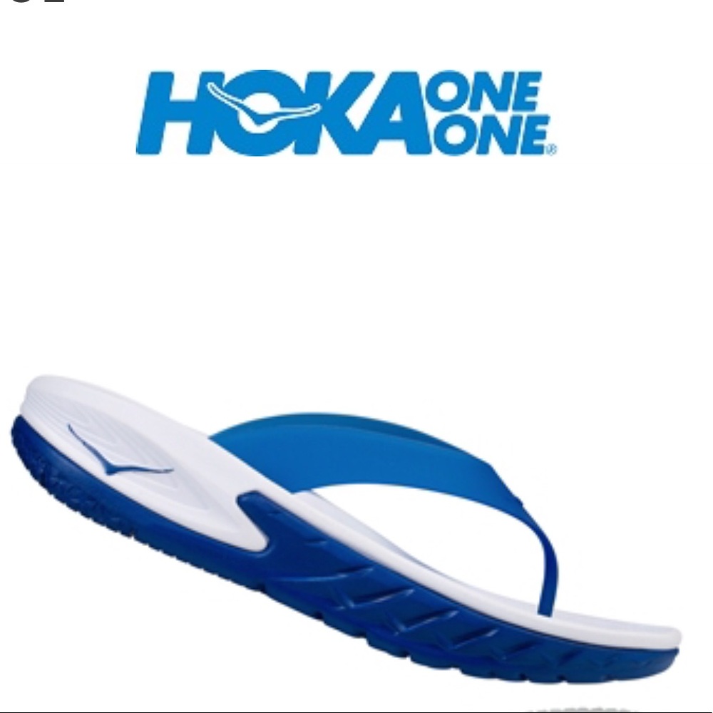 Men's Hoka ORA RECOVERY FLIP Sandals - White / True Blue